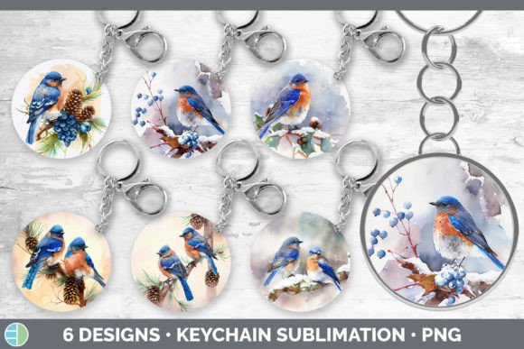 Christmas Bluebird Keychain Bundle: Fresh Illustrations