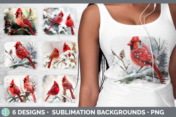 Christmas Cardinal Distressed Sublimatio: Fresh Illustrations