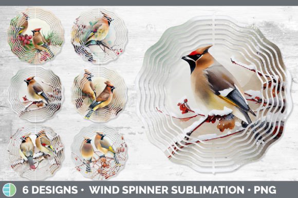 Christmas Cedar Waxwing Wind Spinner S: Festive Illustrations