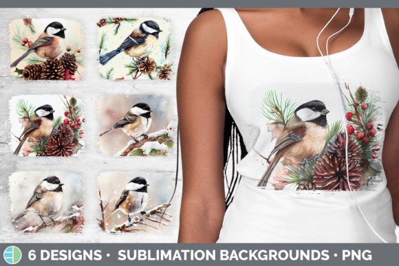 Christmas Chickadee Distressed Sublimati Illustrations Review