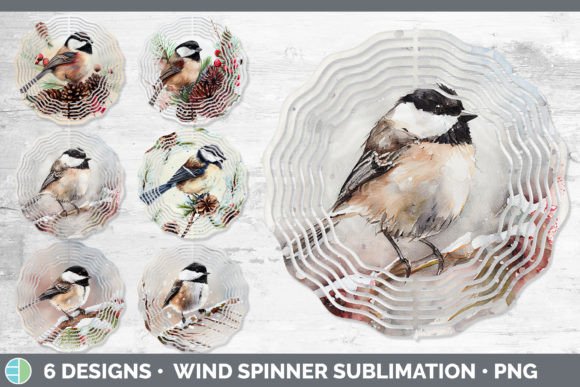 Christmas Chickadee Wind Spinner Subli for Illustrations