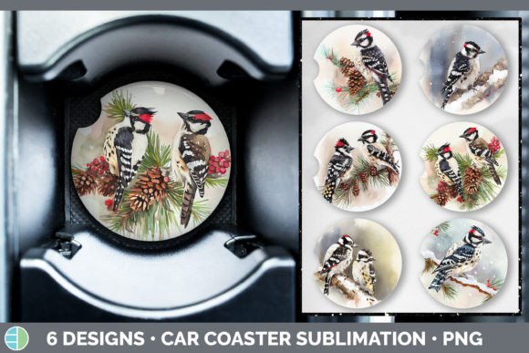 Christmas Downy Woodpecker Car Coaster: Illustrations Review