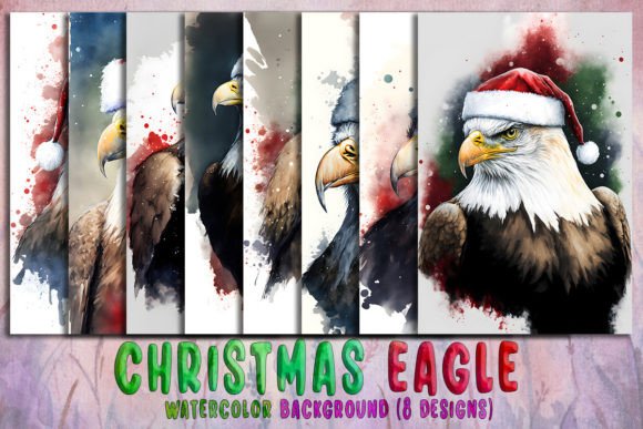 Christmas Eagle Watercolor: Premium Illustrations