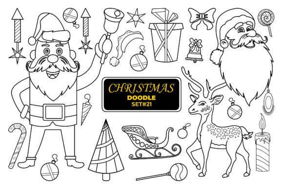 Christmas Hand Drawn Doodle Set-21: Festive Illustrations
