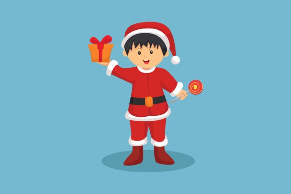 Christmas Kid Character Illustration for Festive Designs