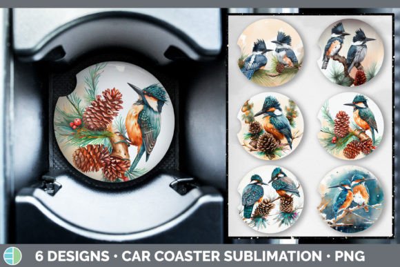 Christmas Kingfisher Car Coaster Subli: Illustrations Review