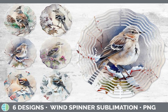 Christmas Mockingbird Wind Spinner Sub: Festive Illustrations