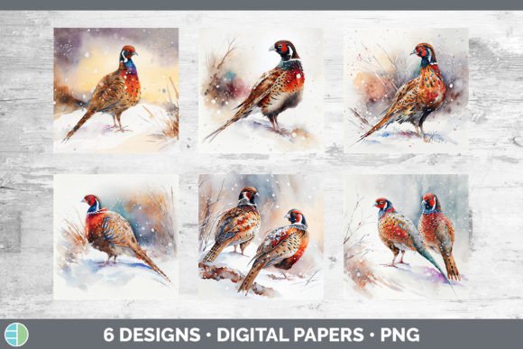 Christmas Pheasant Backgrounds: Festive Illustrations