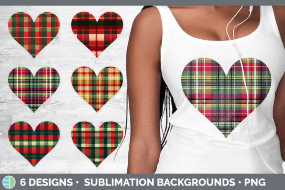 Christmas Plaid Hearts Clipart Sublima: Festive Illustrations