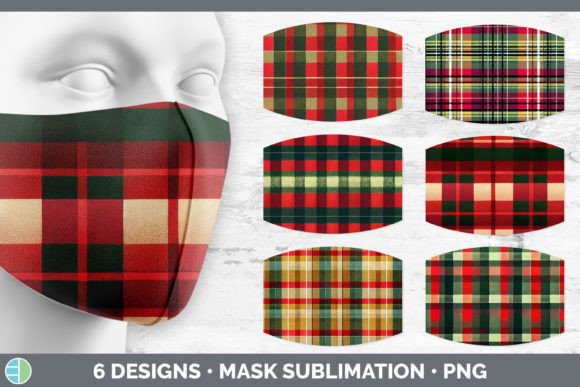 Christmas Plaid Mask Sublimation Bundl: Festive Illustrations