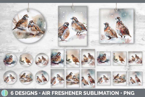 Christmas Quail Air Freshener Sublimat: Festive Illustrations