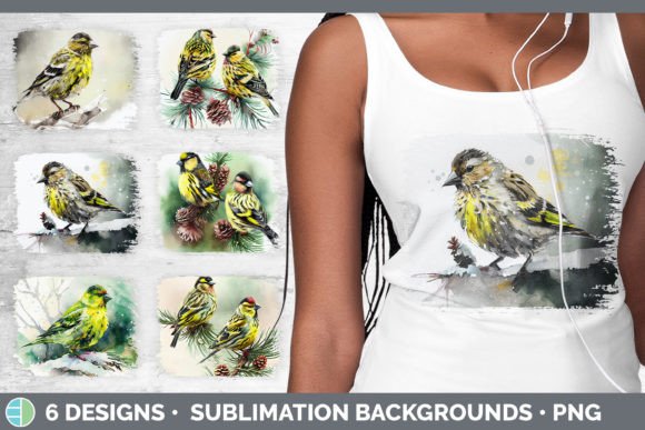 Christmas Siskin Distressed Sublimation: Illustrations for Branding