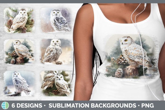 Christmas Snowy Owl: Distressed Sublimation Illustrations