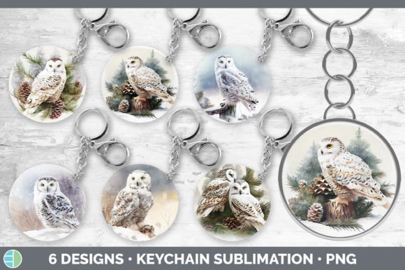 Christmas Snowy Owl Keychain Bundle Ke: Festive Illustrations