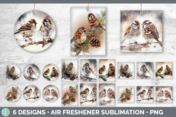 Christmas Sparrow Air Freshener Sublim: Festive Illustrations