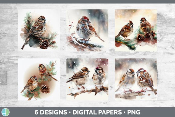 Christmas Sparrow Backgrounds: Festive Illustrations