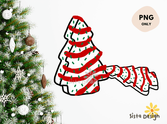 Christmas Tree Cake Sublimation PNG_B: Festive Illustrations