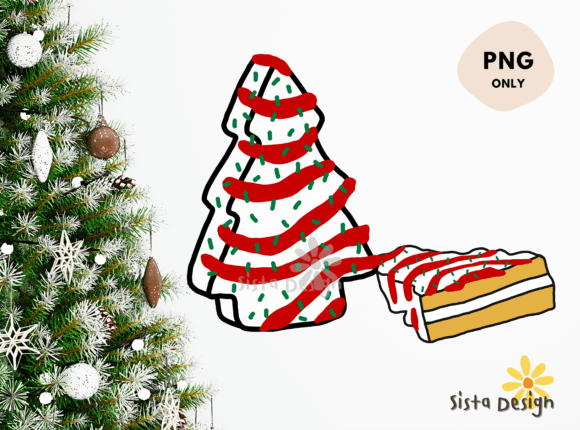 Christmas Tree Cake Sublimation PNGA: Festive Illustrations