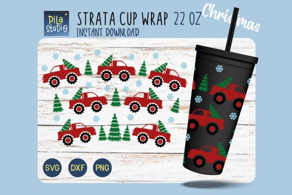 Christmas Truck Tree Strata SVG: Festive Illustrations