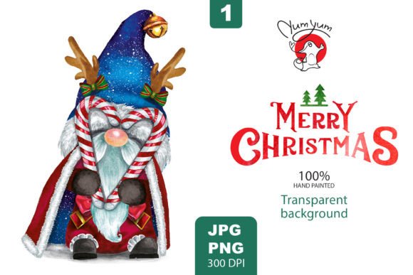 Dressed Up Gnome with Christmas Candies: Illustrations for Sellers