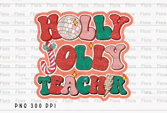 Holly Jolly Teacher Retro Christmas PNG Review