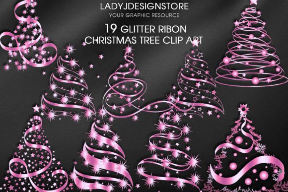 Pink Ribbon Sparkle Christmas Tree Illustrations Review