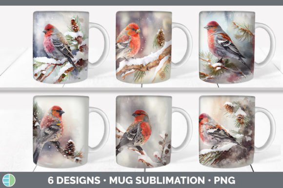 Review: Christmas Pine Grosbeak Mug Sublimation Design