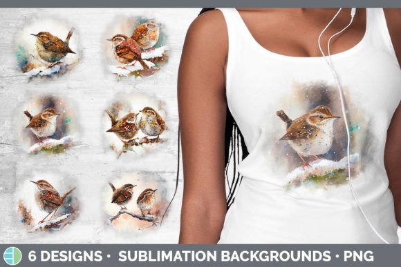 Review: Christmas Wren Background Grunge Subli Illustrations