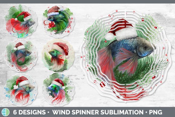 Santa Beta Fish Wind Spinner: Festive Illustrations
