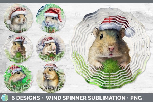 Santa Gerbil Wind Spinner: Festive Illustrations