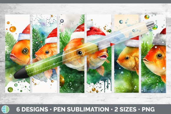 Santa Goldfish Pen Wraps: Festive Illustrations